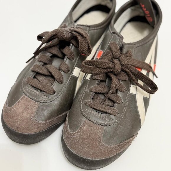 New Women's Brown Leather Onitsuka Tiger Sneakers by ASICS Mexico 66, Size 6.5 - Picture 4 of 13